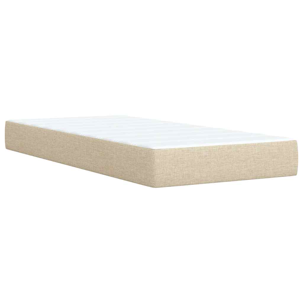 Krevet s oprugama i madracem krem 100 x 200 cm od tkanine