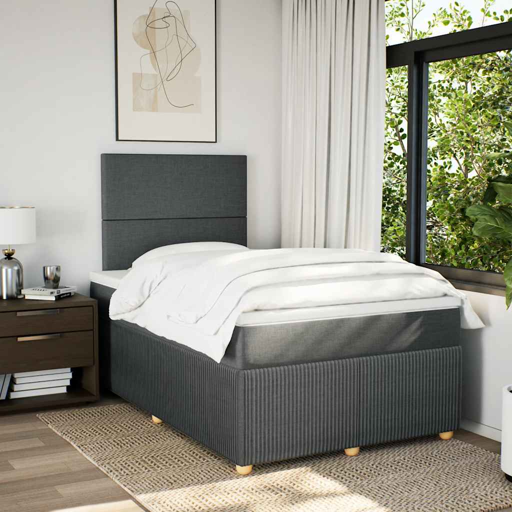 Krevet box spring s madracem tamnosivi 120 x 190 cm tkanina
