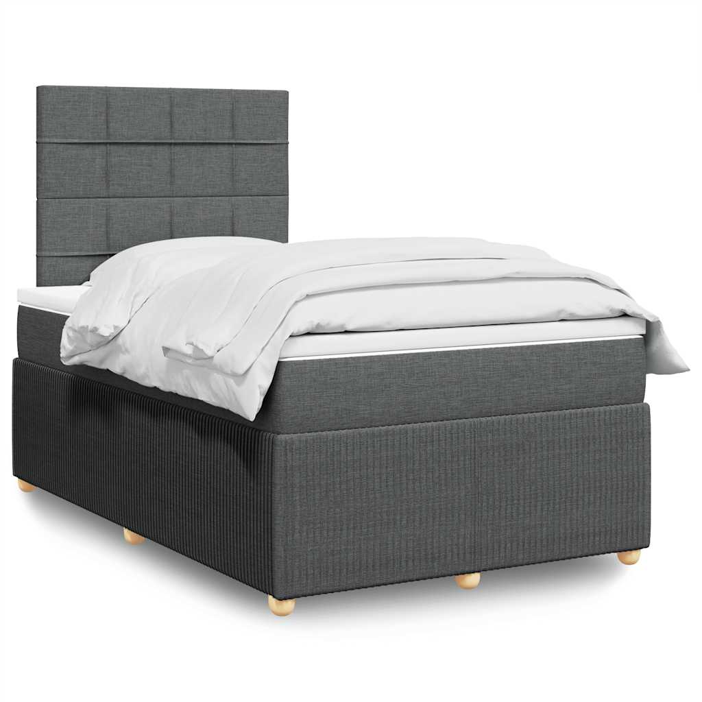Krevet box spring s madracem tamnosivi 120 x 190 cm tkanina