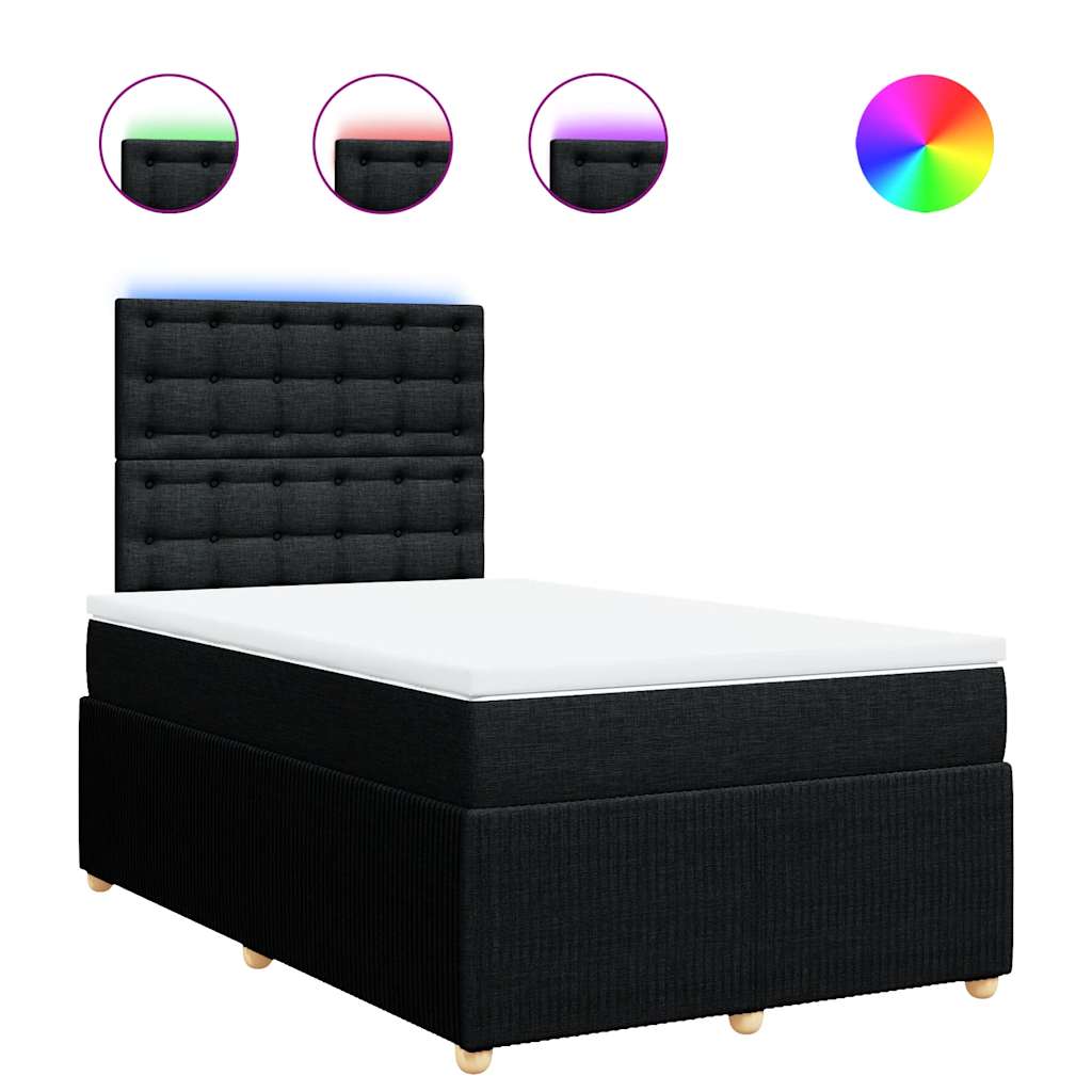 Krevet box spring s madracem crni 120 x 190 cm od tkanine