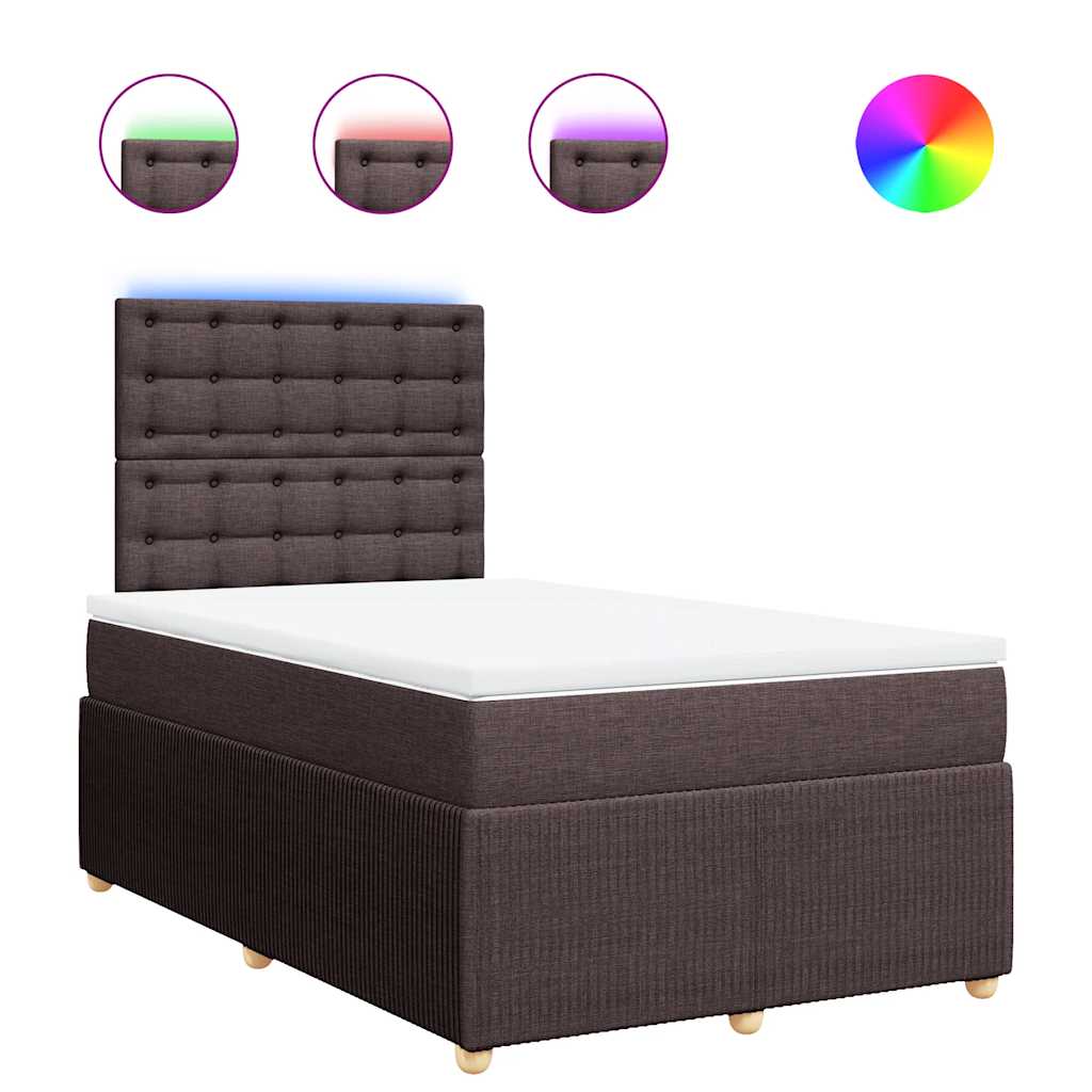 Krevet box spring s madracem tamnosmeđi 120 x 190 cm od tkanine
