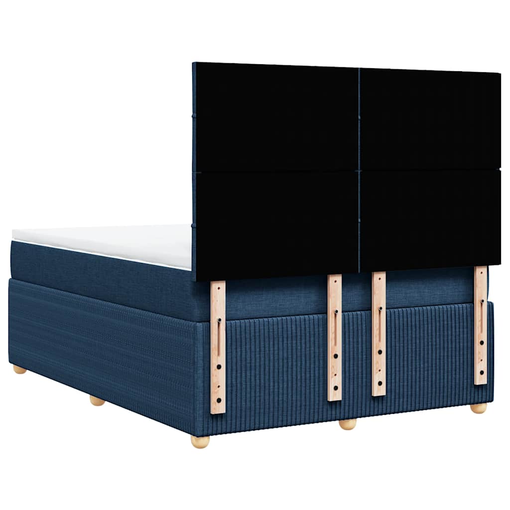 Krevet s oprugama i madracem plavi 140 x 190 cm od tkanine
