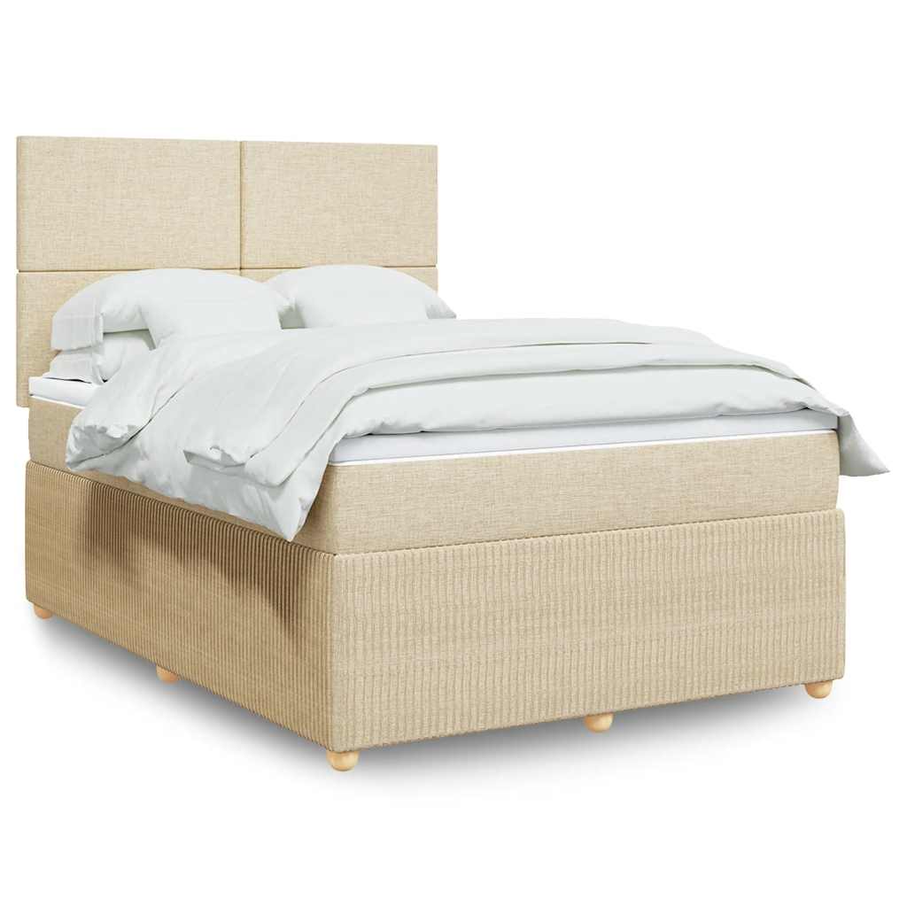 Krevet s oprugama i madracem krem 140x200 cm od tkanine