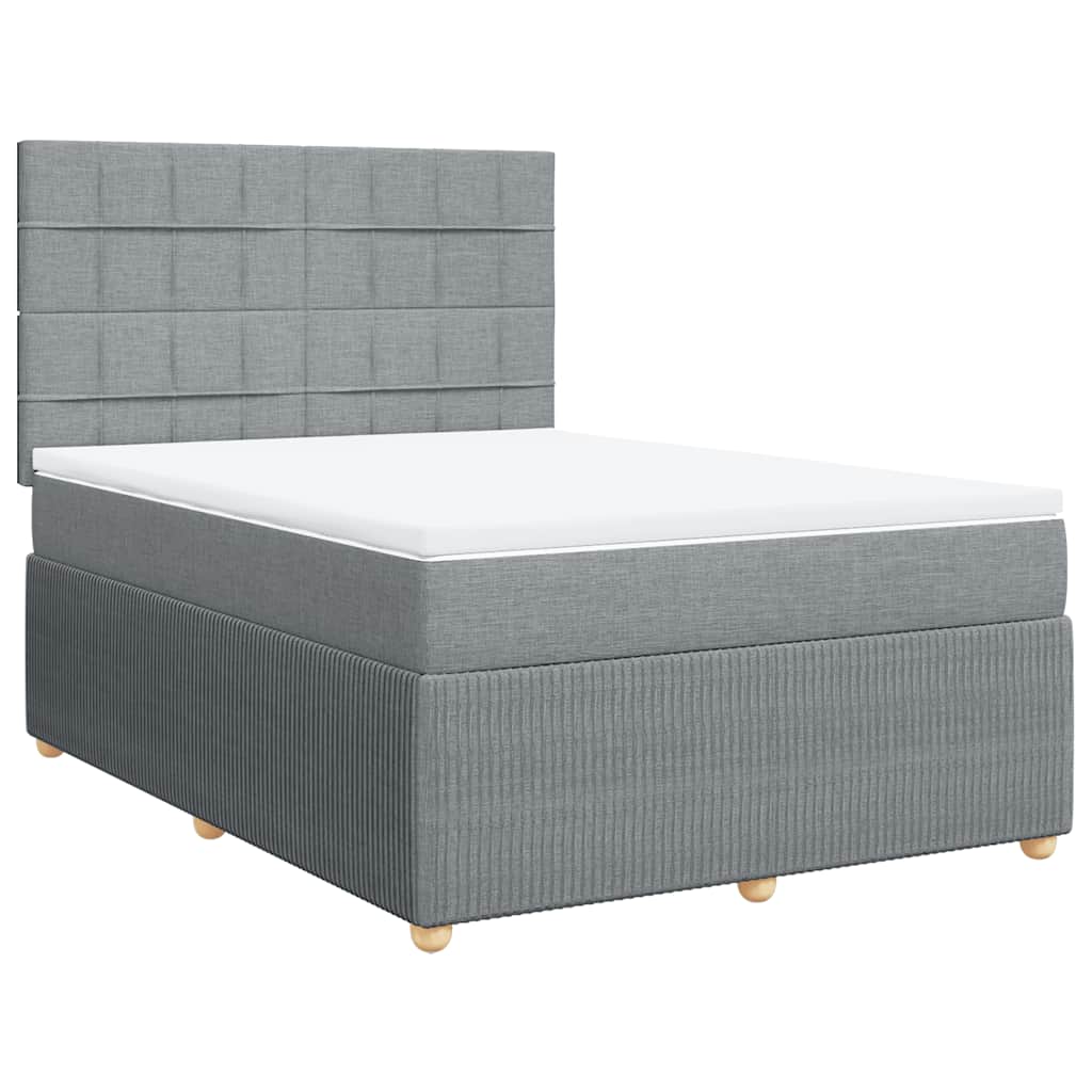 Krevet box spring s madracem svjetlosivi 140x200 cm od tkanine