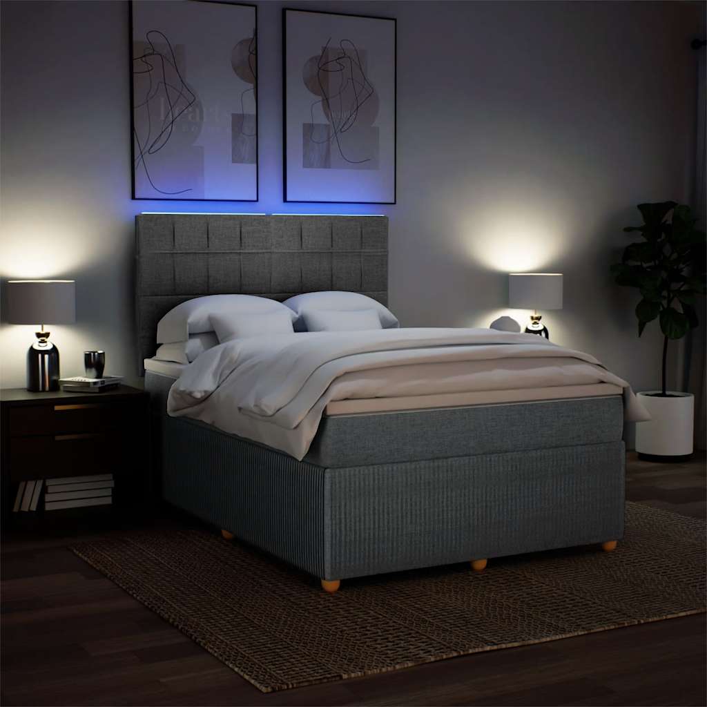 Krevet box spring s madracem svjetlosivi 140x200 cm od tkanine
