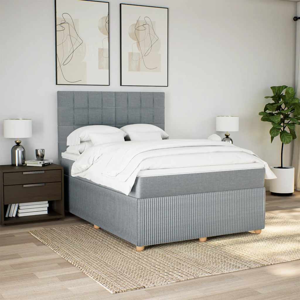 Krevet box spring s madracem svjetlosivi 140x200 cm od tkanine
