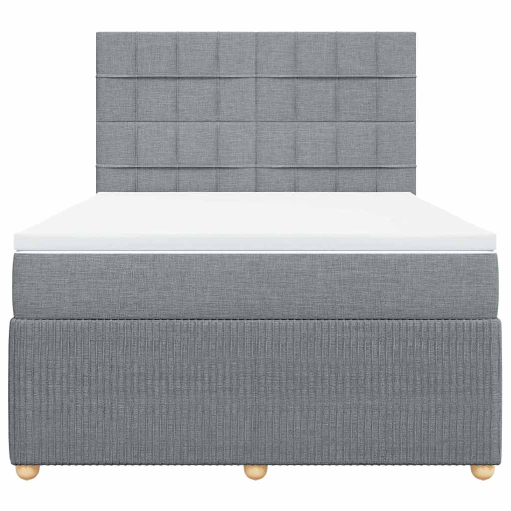 Krevet box spring s madracem svjetlosivi 140x200 cm od tkanine