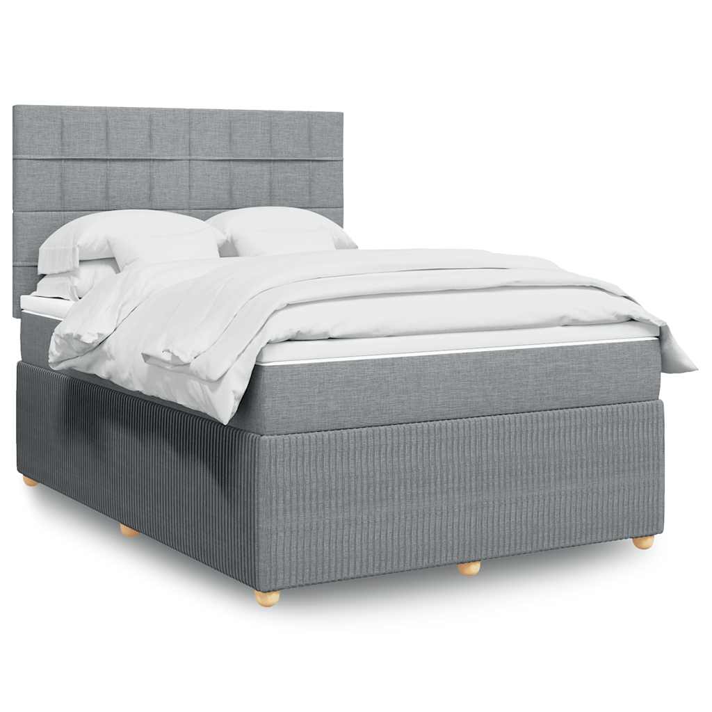 Krevet box spring s madracem svjetlosivi 140x200 cm od tkanine