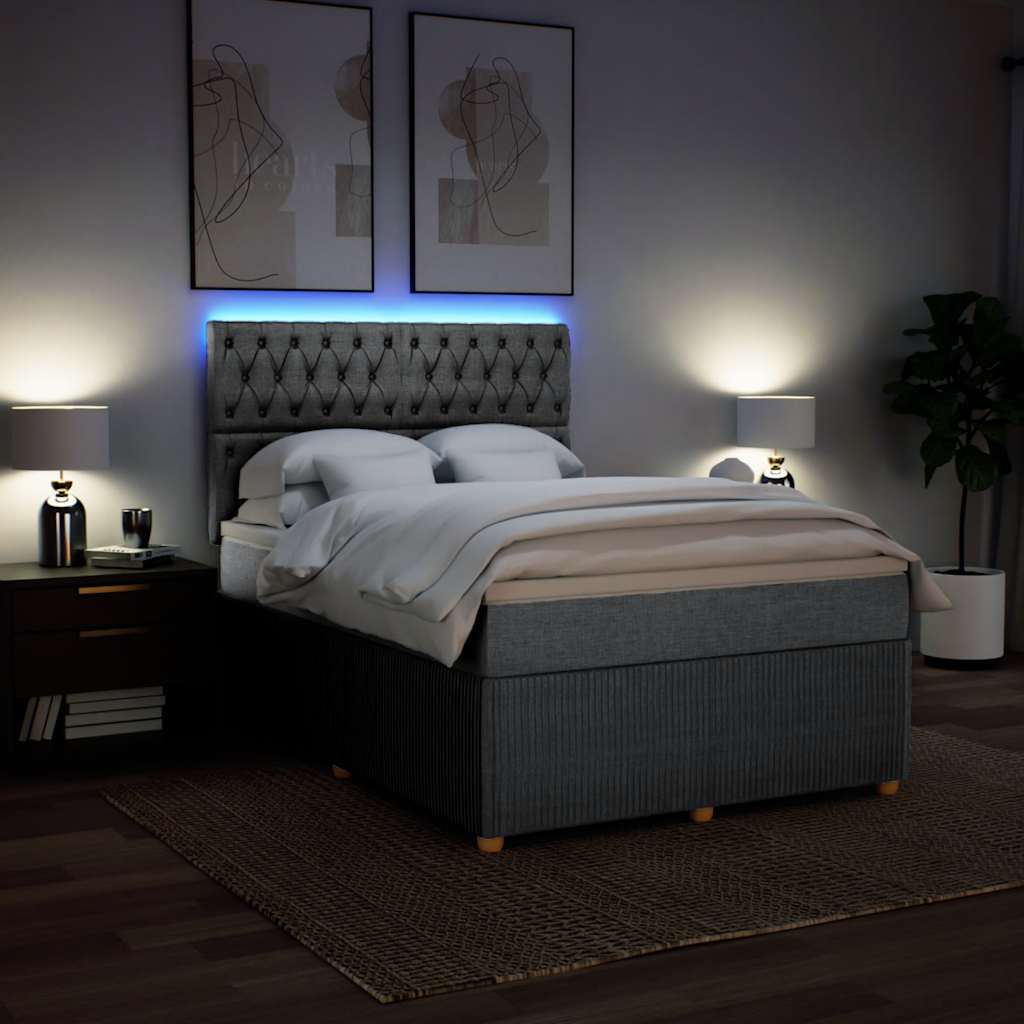 Krevet box spring s madracem svjetlosivi 140x200 cm od tkanine