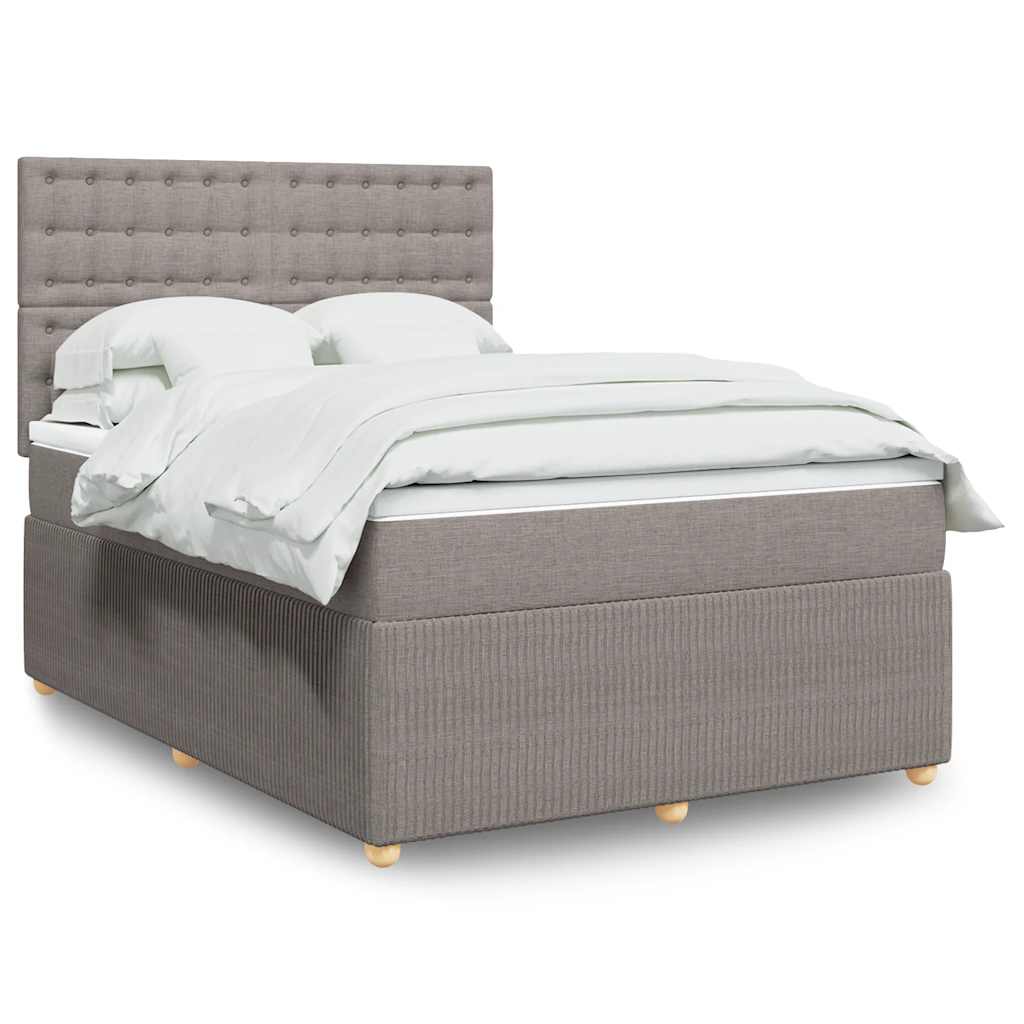 Krevet s oprugama i madracem smeđesivi 140x200 cm tkanina