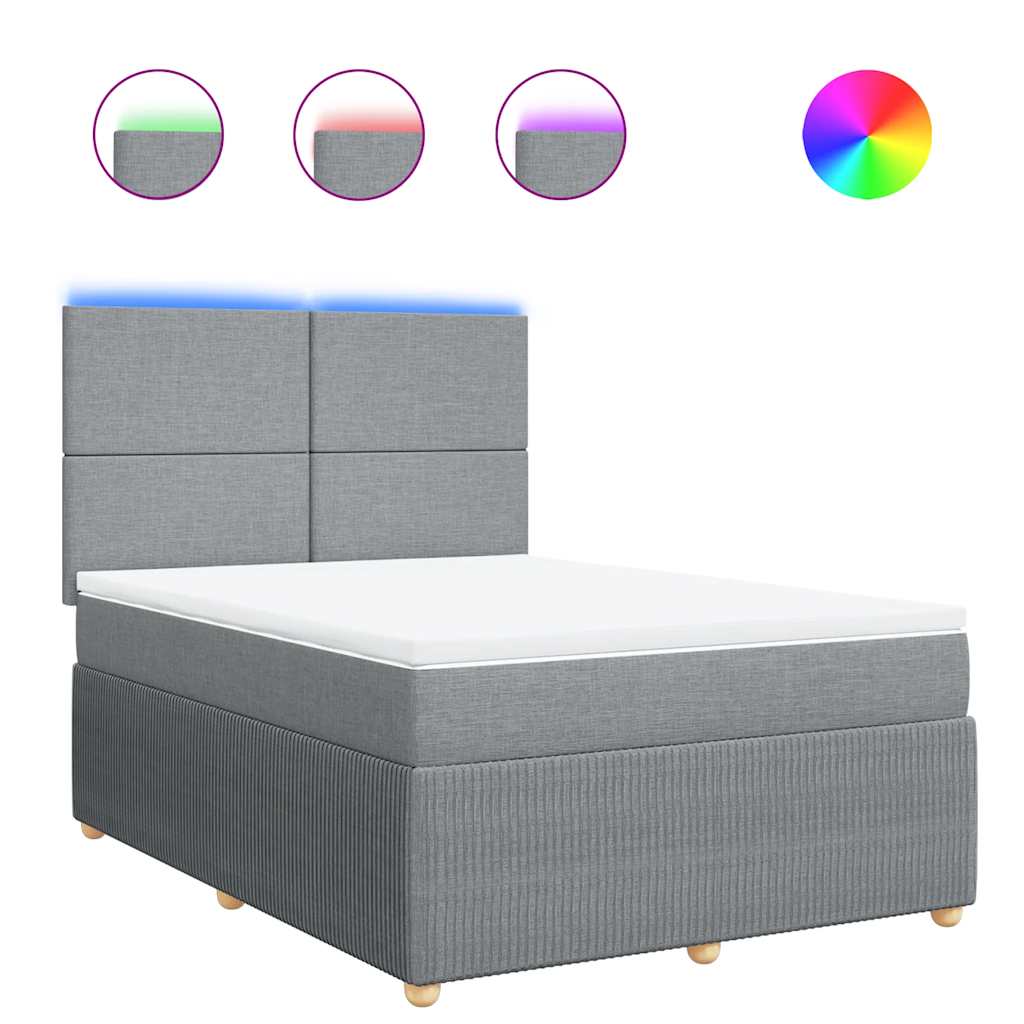 Krevet box spring s madracem svjetlosiva 160x200 cm tkanina