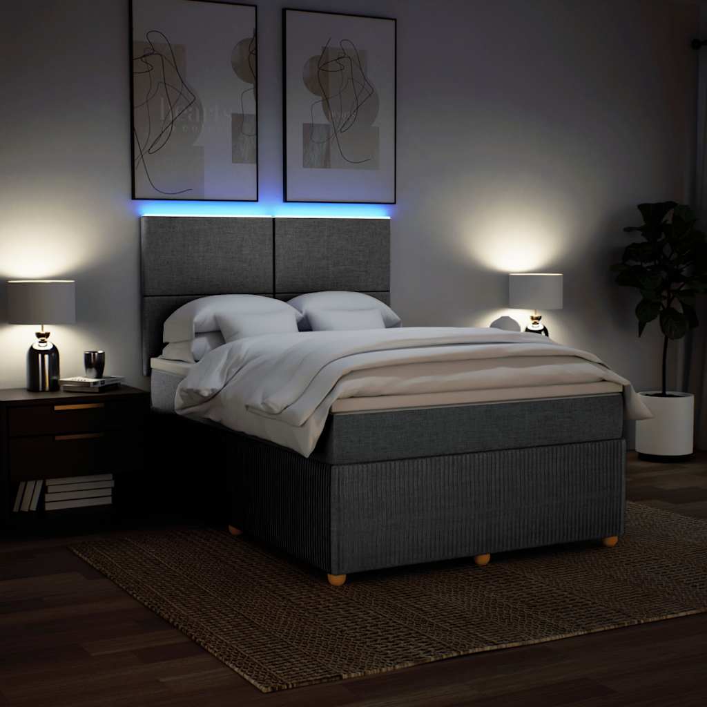 Krevet box spring s madracem svjetlosiva 160x200 cm tkanina