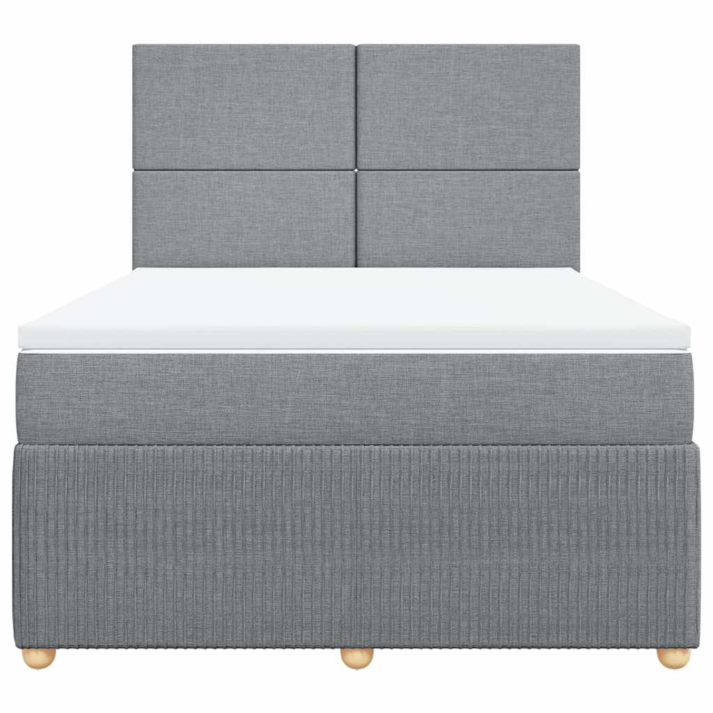 Krevet box spring s madracem svjetlosiva 160x200 cm tkanina
