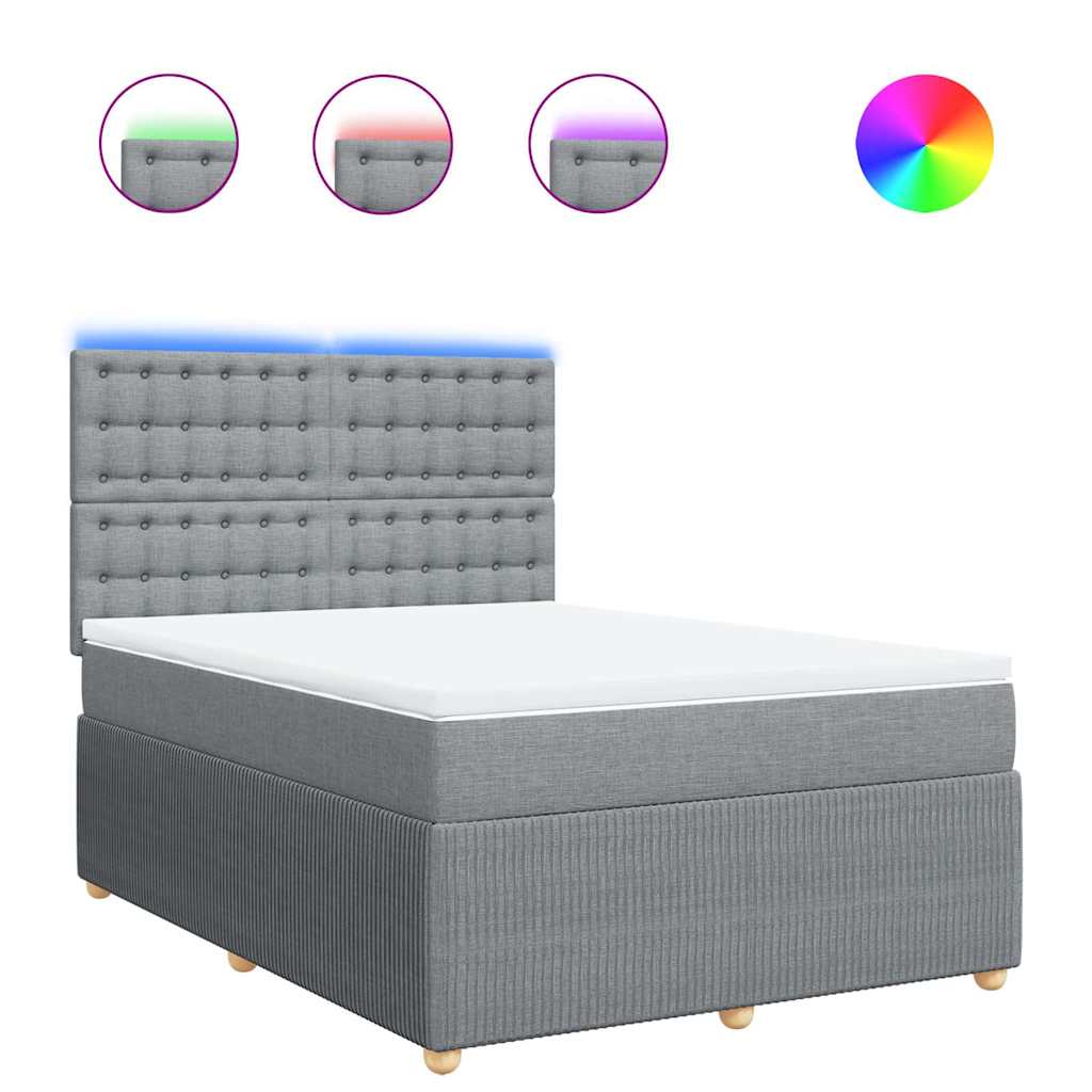 Krevet box spring s madracem svjetlosiva 160x200 cm tkanina