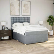 Krevet box spring s madracem svjetlosiva 160x200 cm tkanina