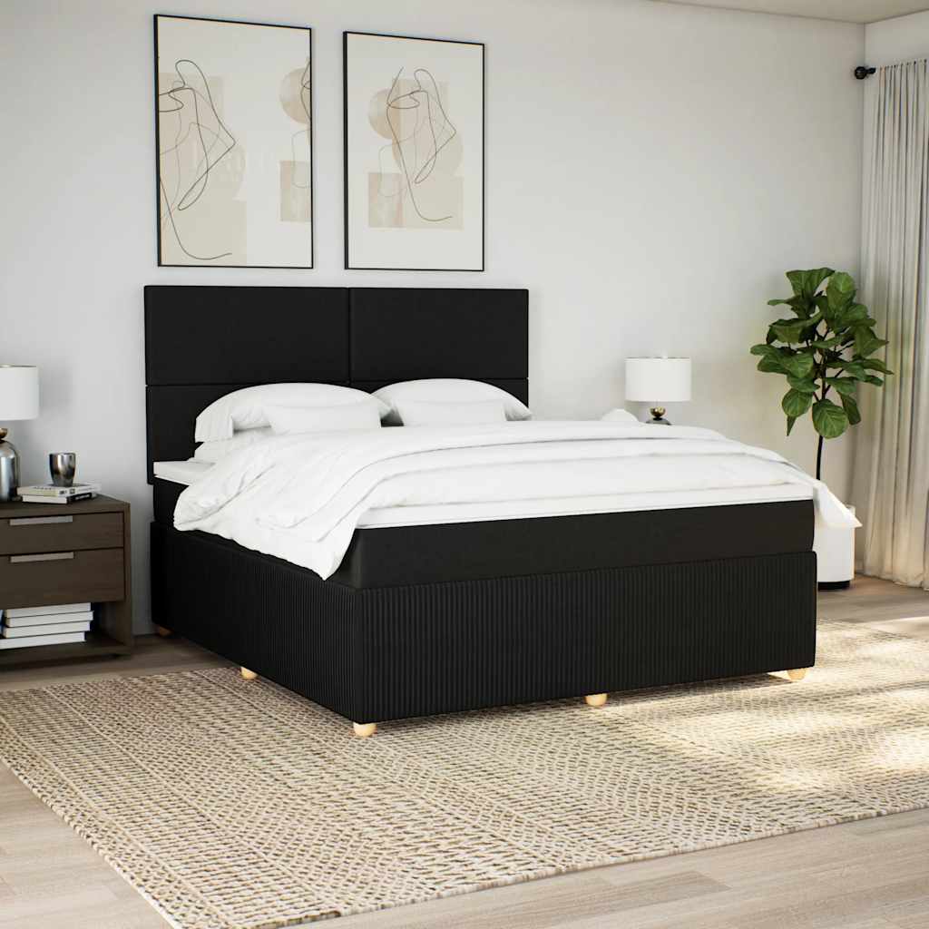Krevet s oprugama i madracem crni 180x200 cm od tkanine