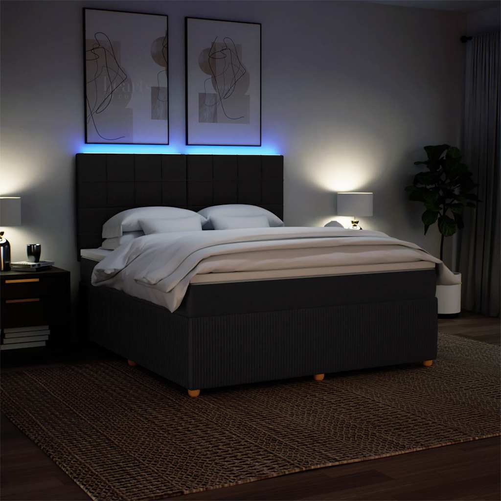 Krevet s oprugama i madracem crni 180x200 cm od tkanine
