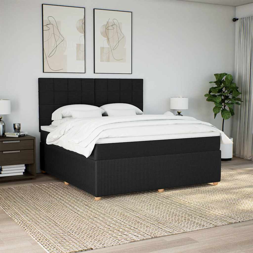 Krevet s oprugama i madracem crni 180x200 cm od tkanine