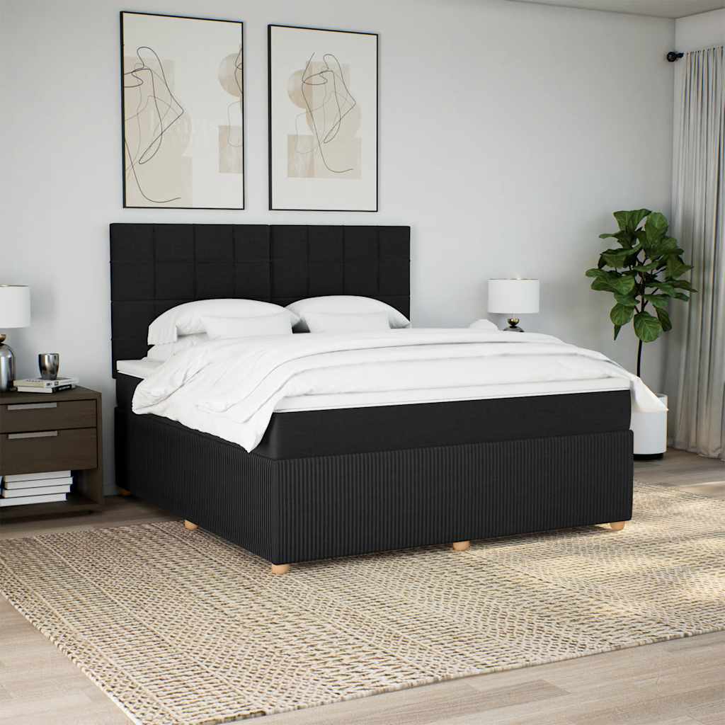 Krevet s oprugama i madracem crni 180x200 cm od tkanine