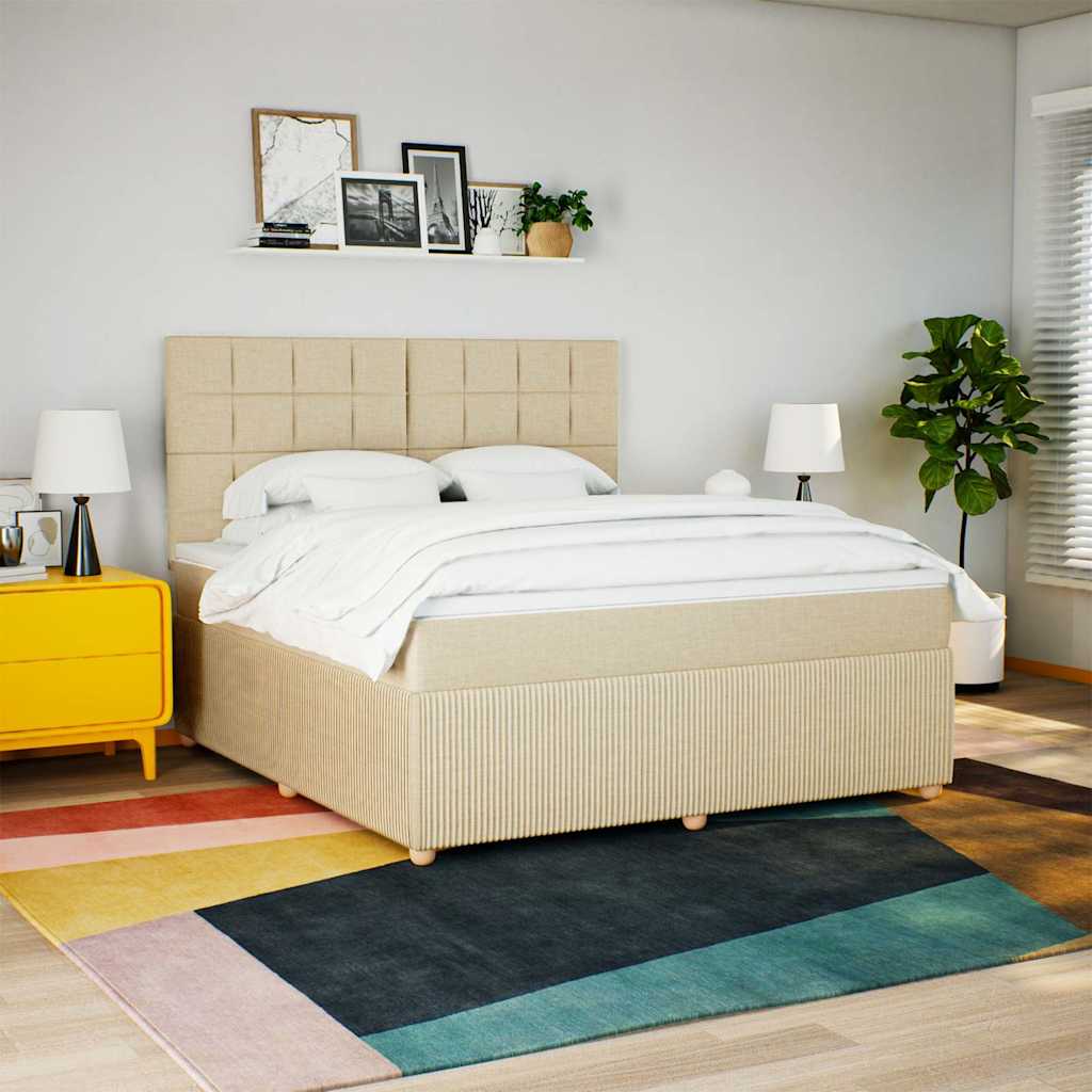 Krevet s oprugama i madracem krem 180x200 cm od tkanine