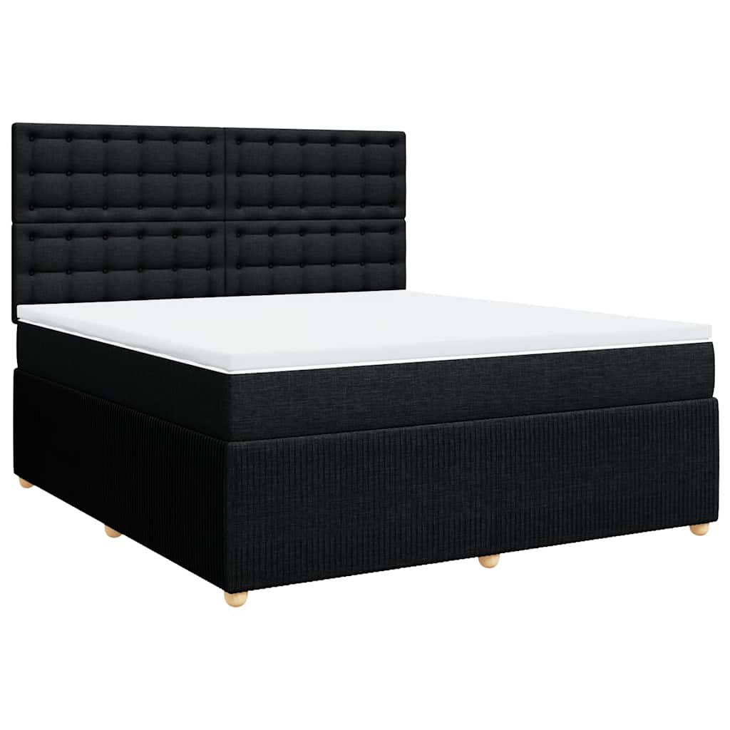 Krevet s oprugama i madracem crni 180x200 cm od tkanine