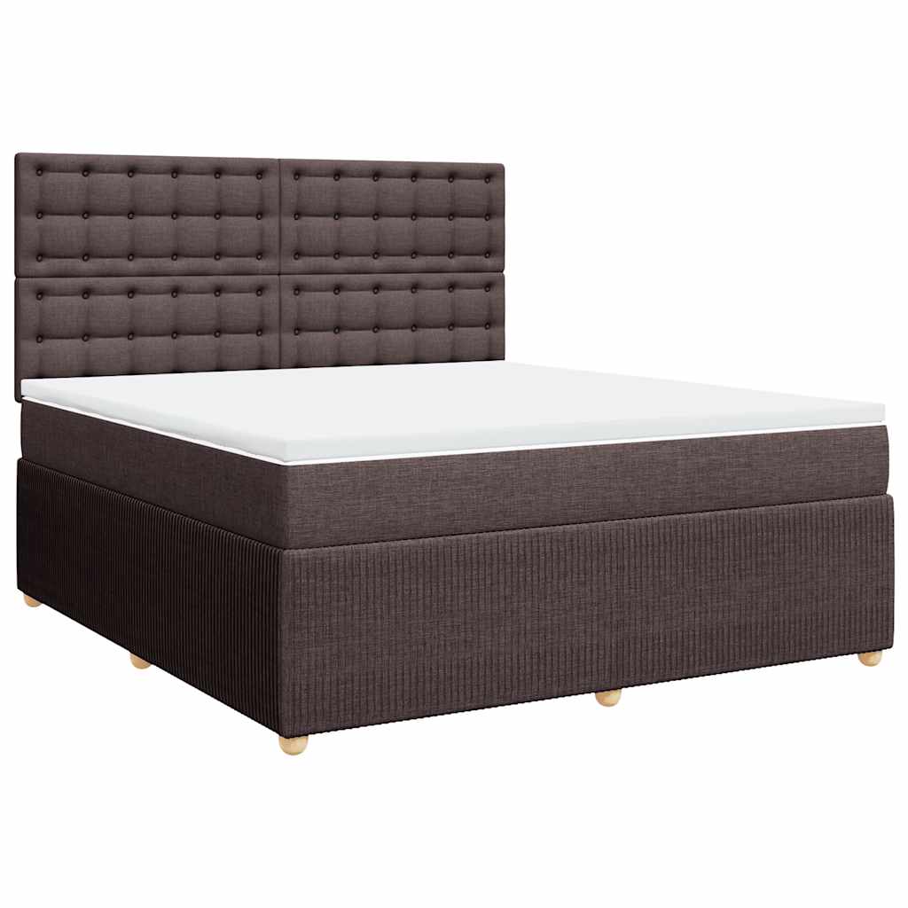 Krevet s oprugama i madracem tamnosmeđi 180x200 cm tkanina