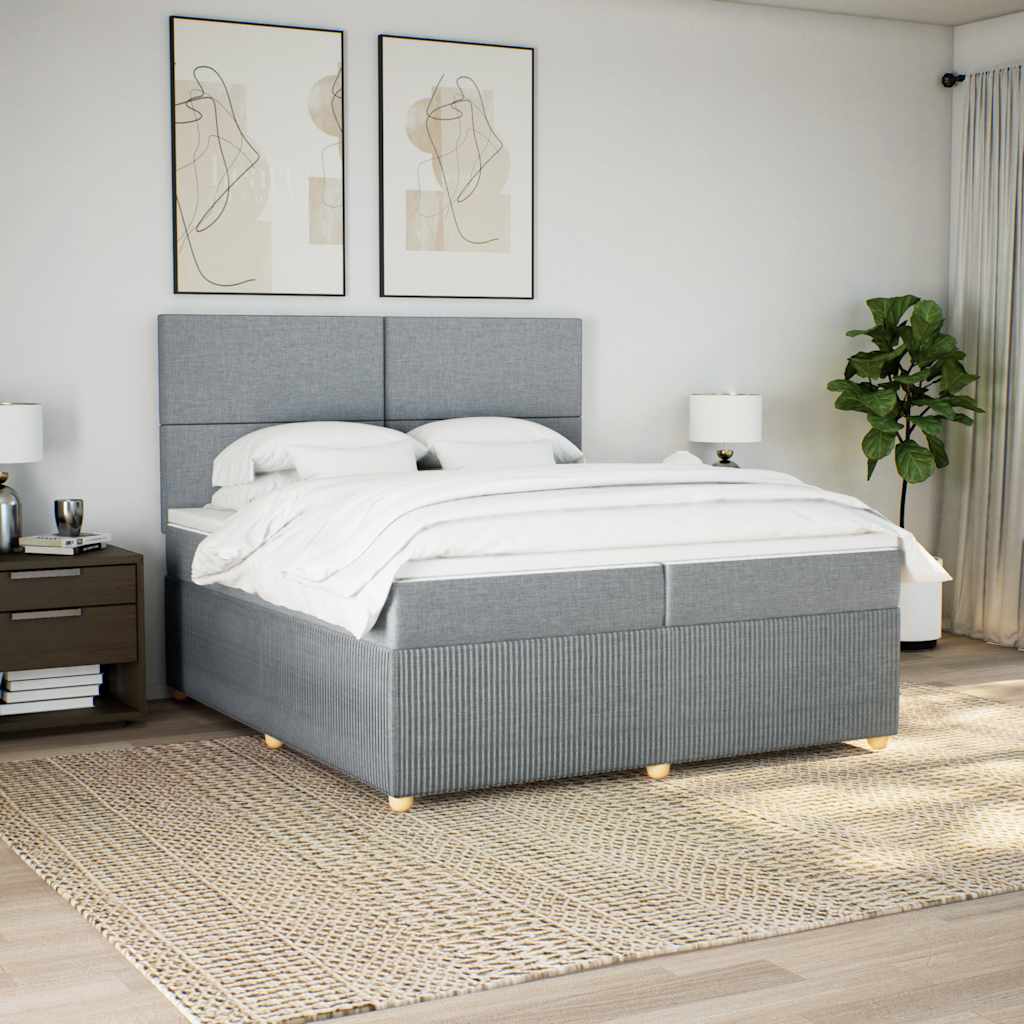 Krevet s oprugama i madracem svjetlosivi 200 x 200cm od tkanine