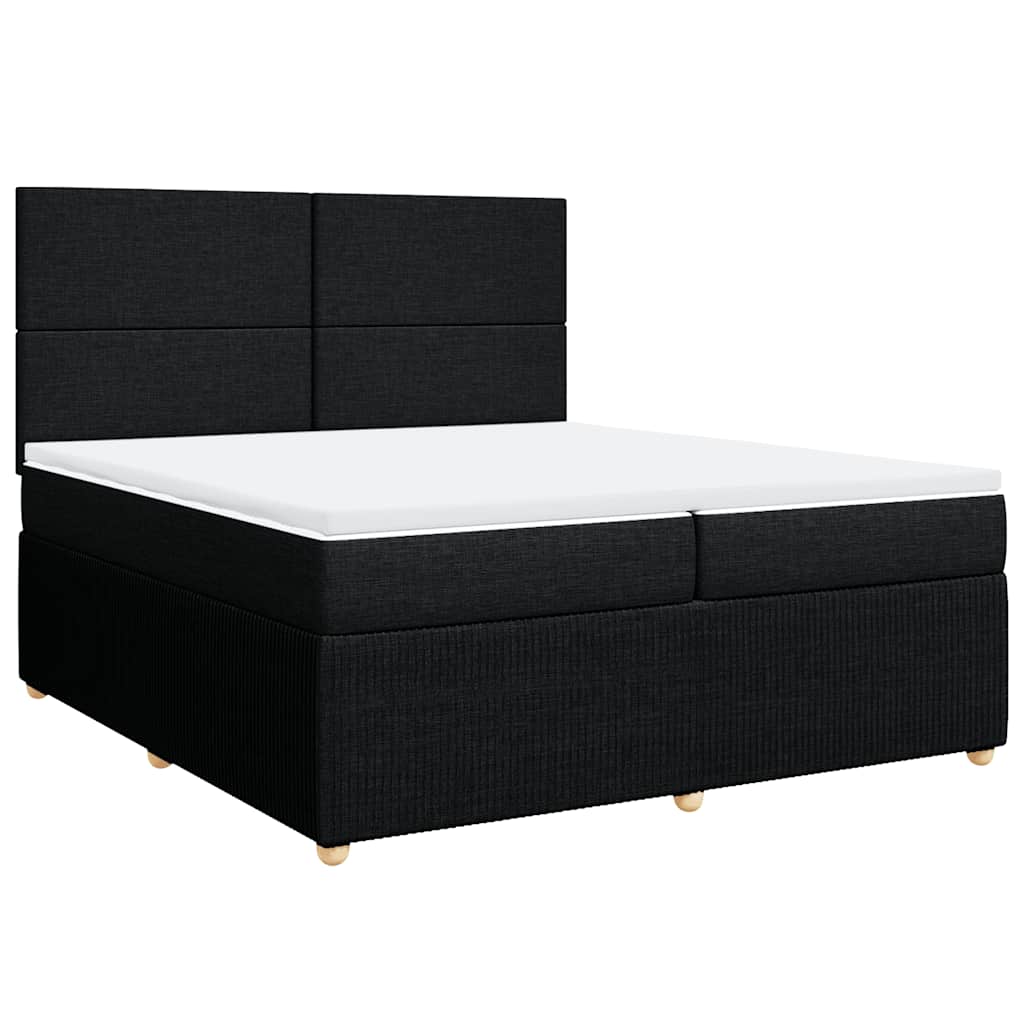Krevet s oprugama i madracem crni 200x200 cm od tkanine