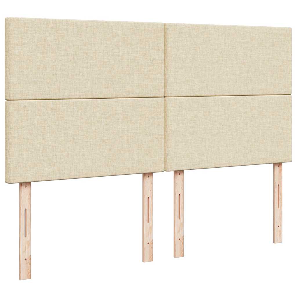Krevet s oprugama i madracem krem 200 x 200 cm od tkanine