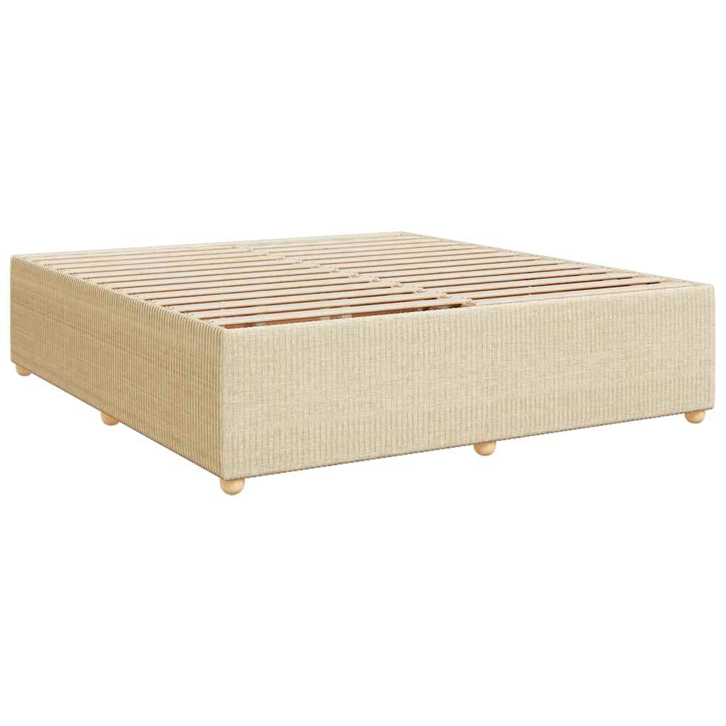 Krevet s oprugama i madracem krem 200 x 200 cm od tkanine