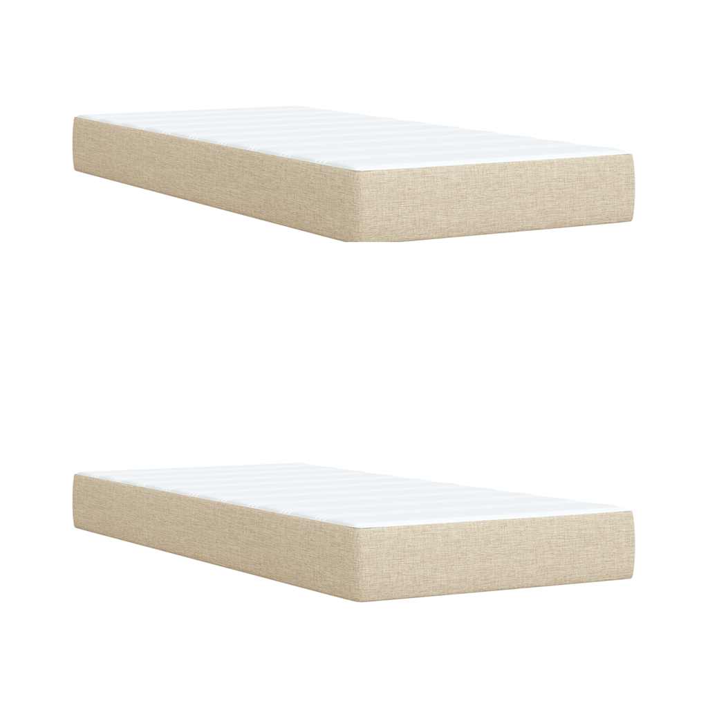 Krevet s oprugama i madracem krem 200 x 200 cm od tkanine