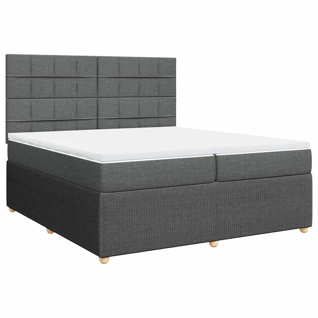 Krevet s oprugama i madracem tamnosivi 200 x 200 cm od tkanine