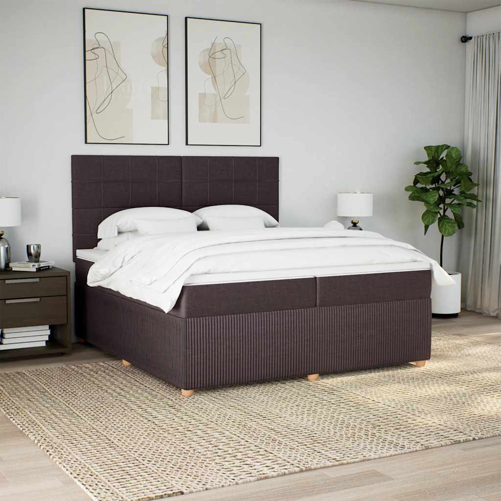 Krevet s oprugama i madracem tamnosmeđi 200x200 cm od tkanine