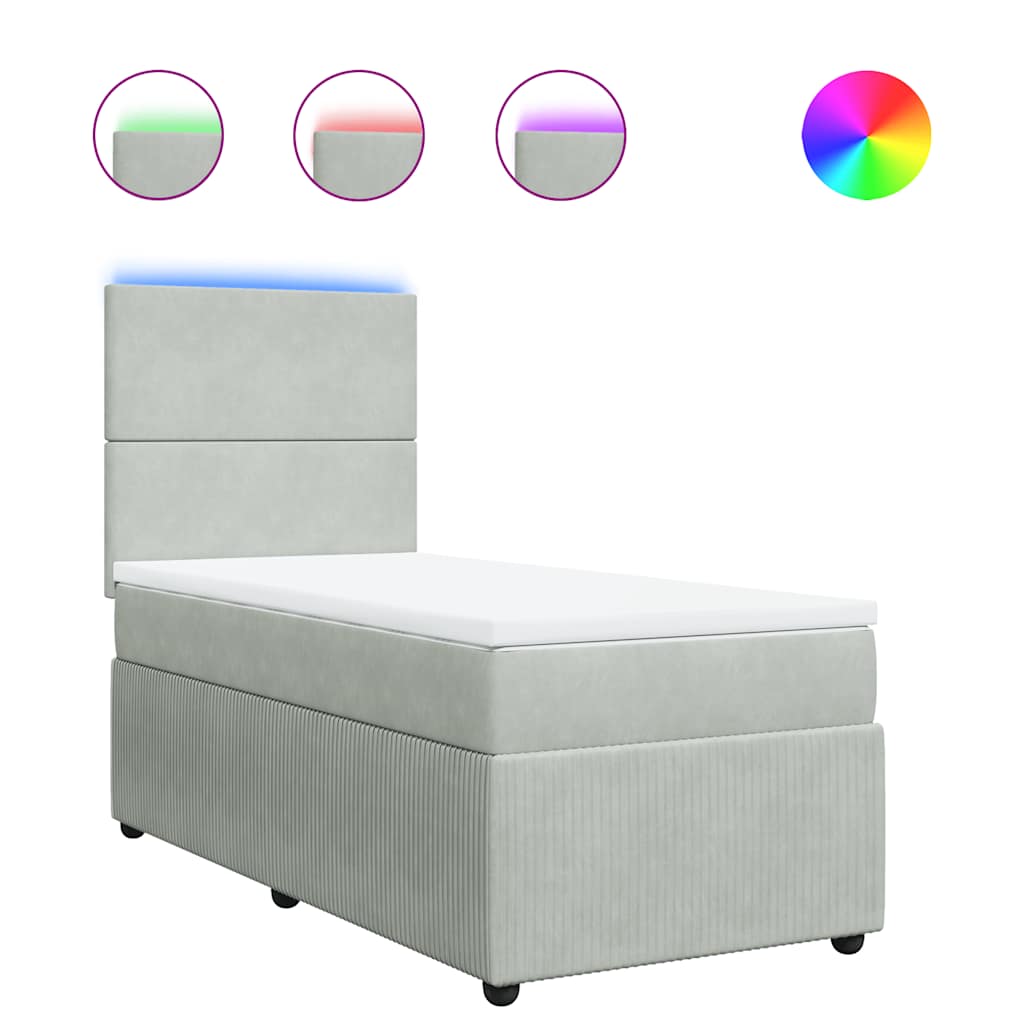 Box spring krevet s madracem svjetlosivi 80 x 200 cm baršunasti