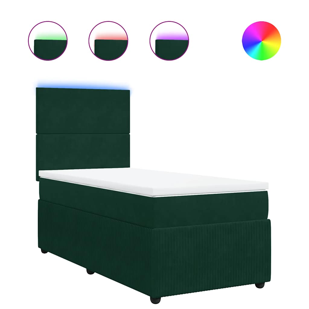 Box spring krevet s madracem tamnozeleni 80 x 200 cm baršunasti