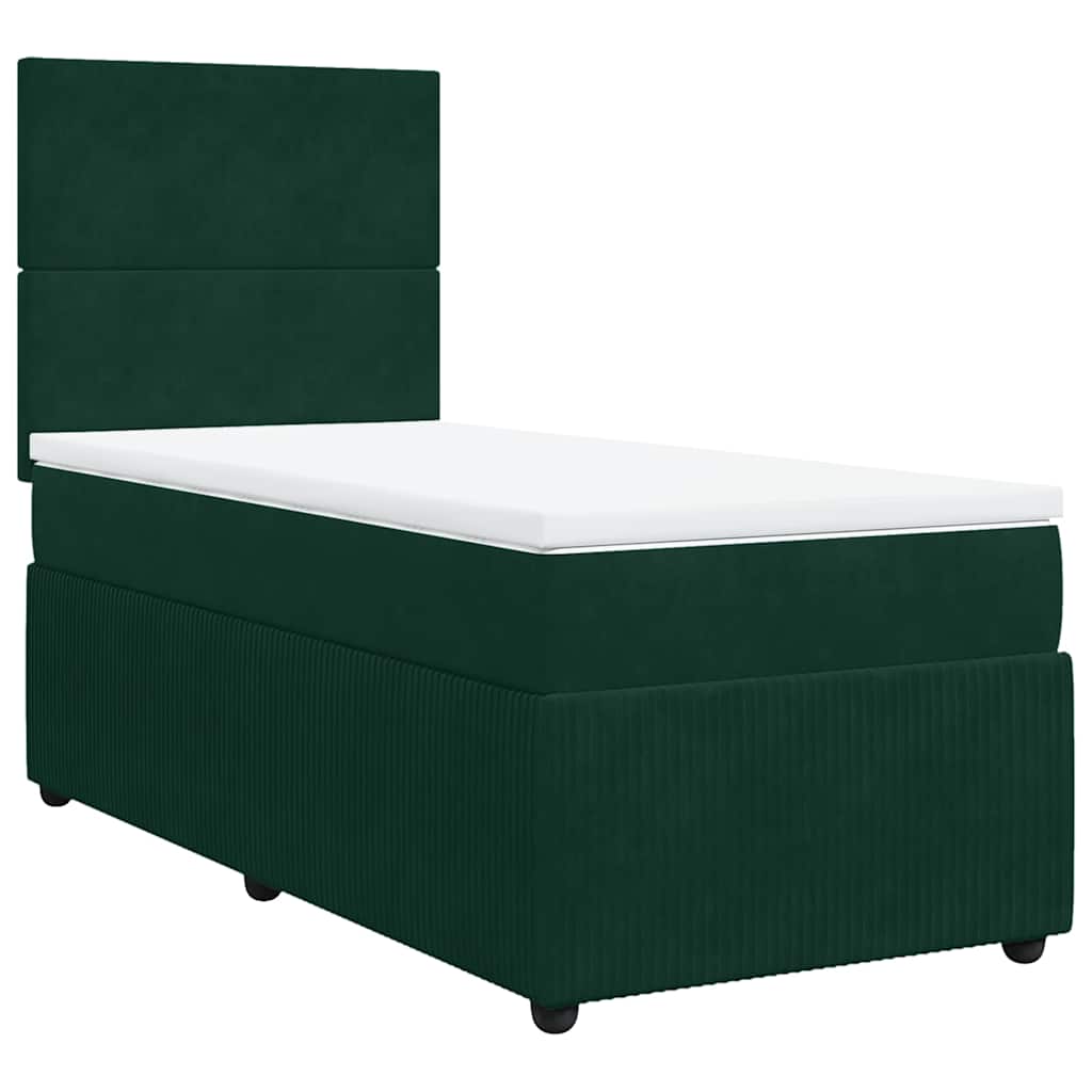 Box spring krevet s madracem tamnozeleni 80 x 200 cm baršunasti