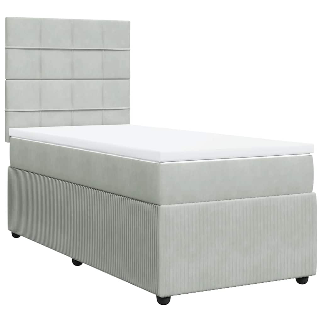Box spring krevet s madracem svjetlosivi 80 x 200 cm baršunasti