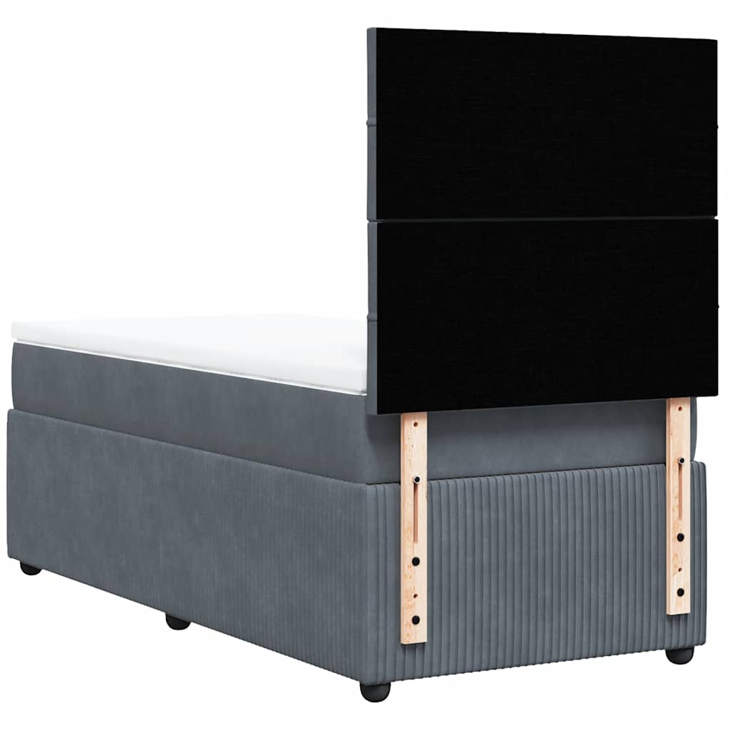 Box spring krevet s madracem tamnosivi 80 x 200 cm baršunasti