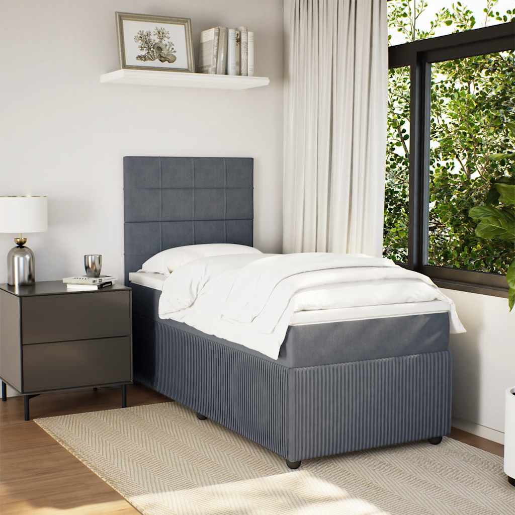 Box spring krevet s madracem tamnosivi 80 x 200 cm baršunasti