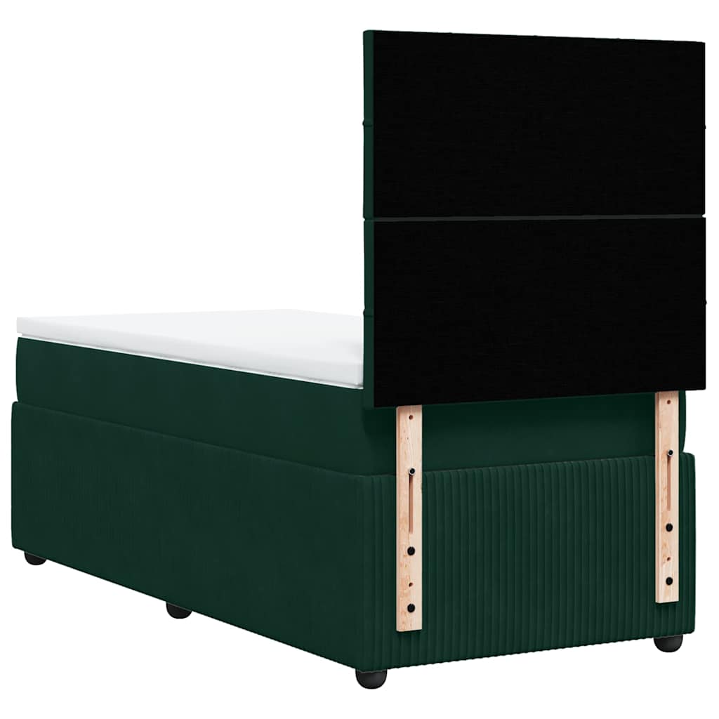 Box spring krevet s madracem tamnozeleni 80 x 200 cm baršunasti