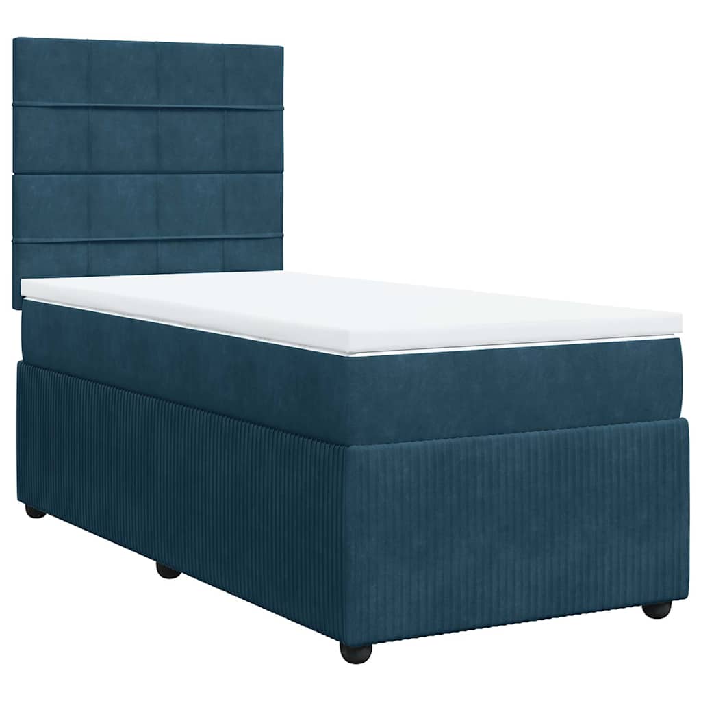 Box spring krevet s madracem plavi 80 x 200 cm baršunasti