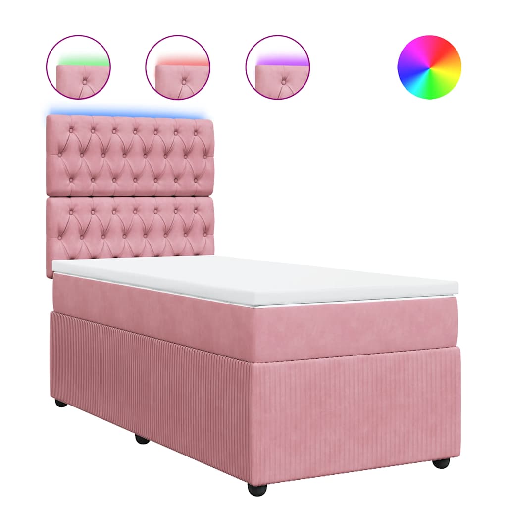 Box spring krevet s madracem ružičasti 80 x 200 cm baršunasti