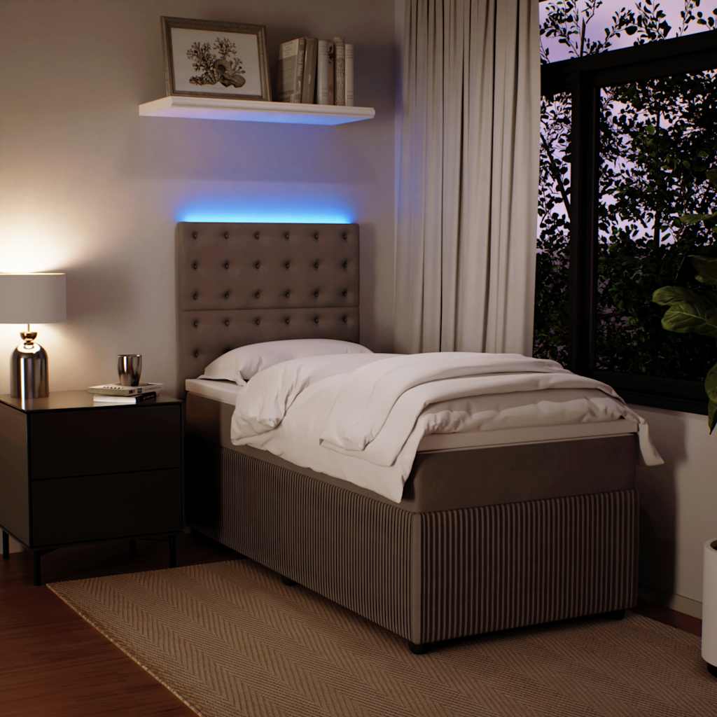 Box spring krevet s madracem svjetlosivi 80 x 200 cm baršunasti