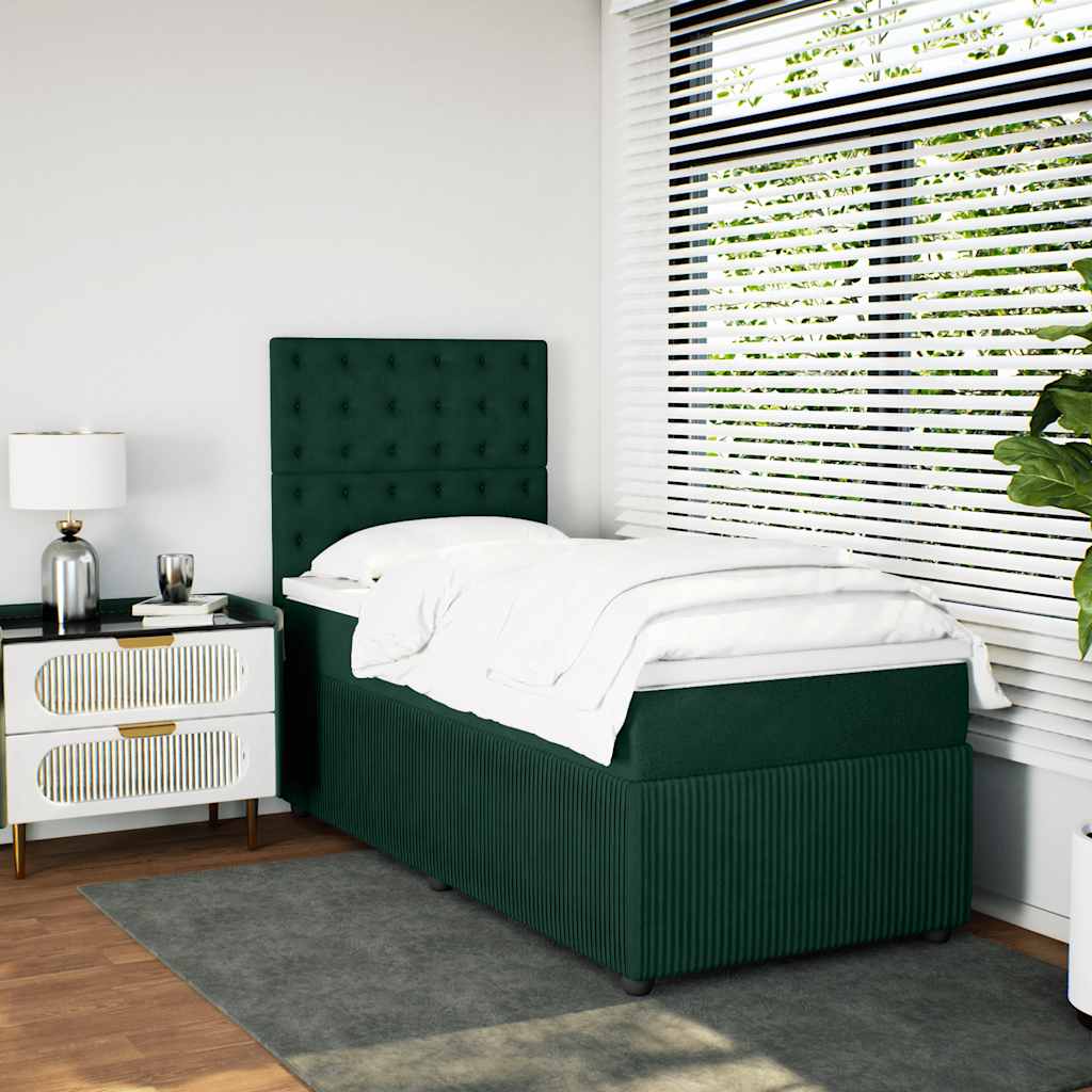 Box spring krevet s madracem tamnozeleni 80 x 200 cm baršunasti