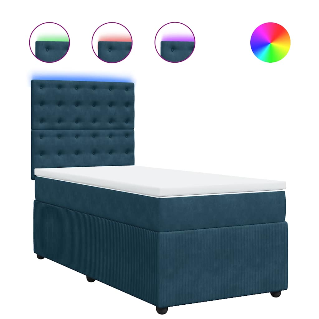 Box spring krevet s madracem plavi 80 x 200 cm baršunasti