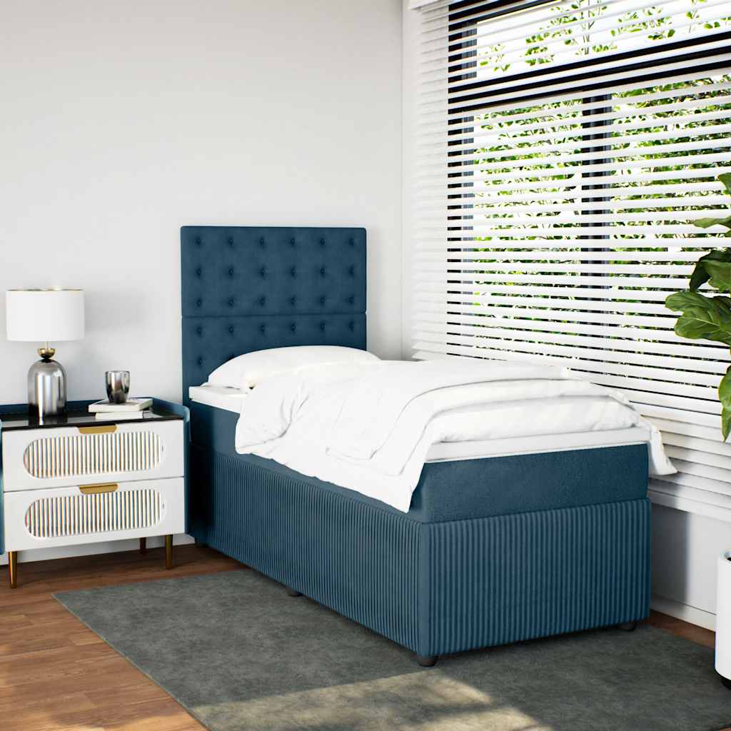 Box spring krevet s madracem plavi 80 x 200 cm baršunasti
