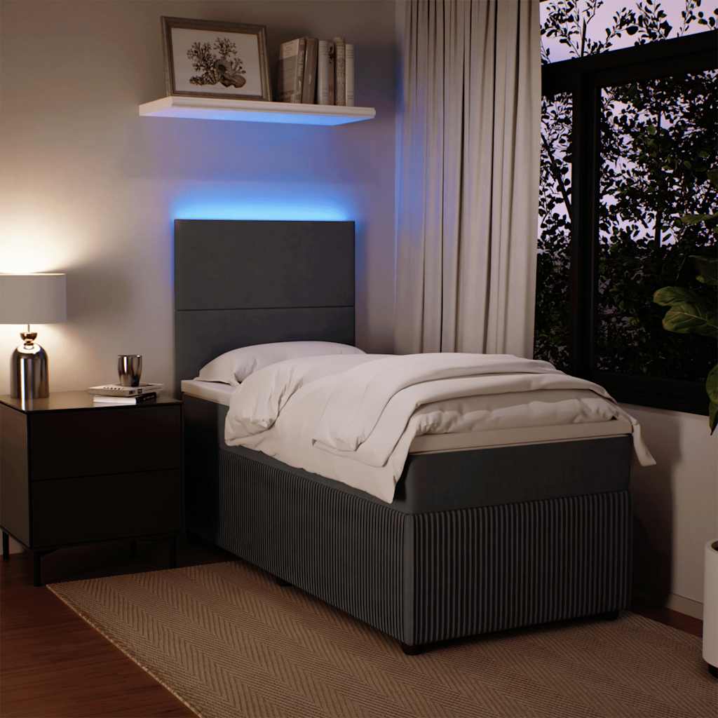 Box spring krevet s madracem tamnosivi 90x190 cm baršunasti