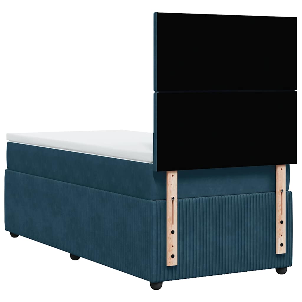 Box spring krevet s madracem plavi 90x190 cm baršunasti