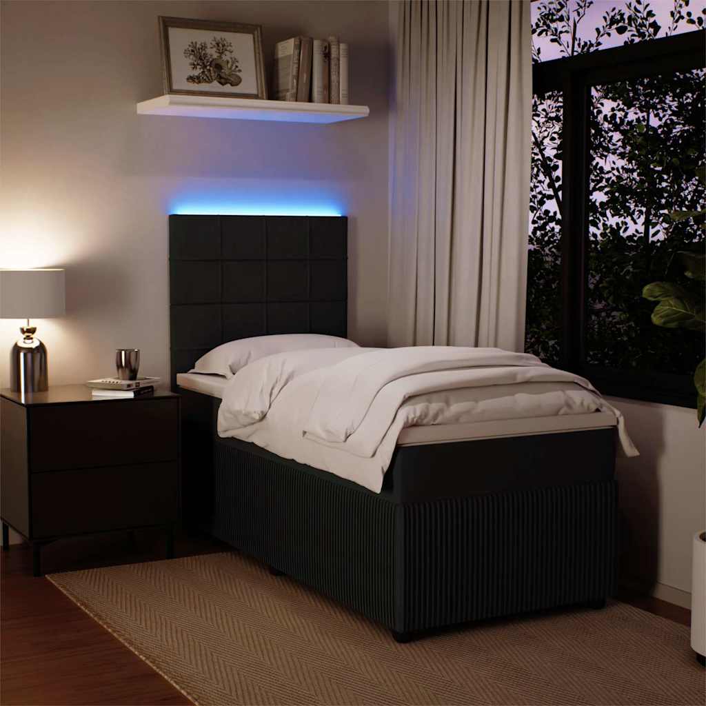 Box spring krevet s madracem crni 90x190 cm baršunasti