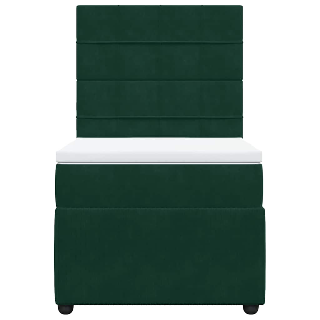 Box spring krevet s madracem tamnozeleni 90x190 cm baršunasti